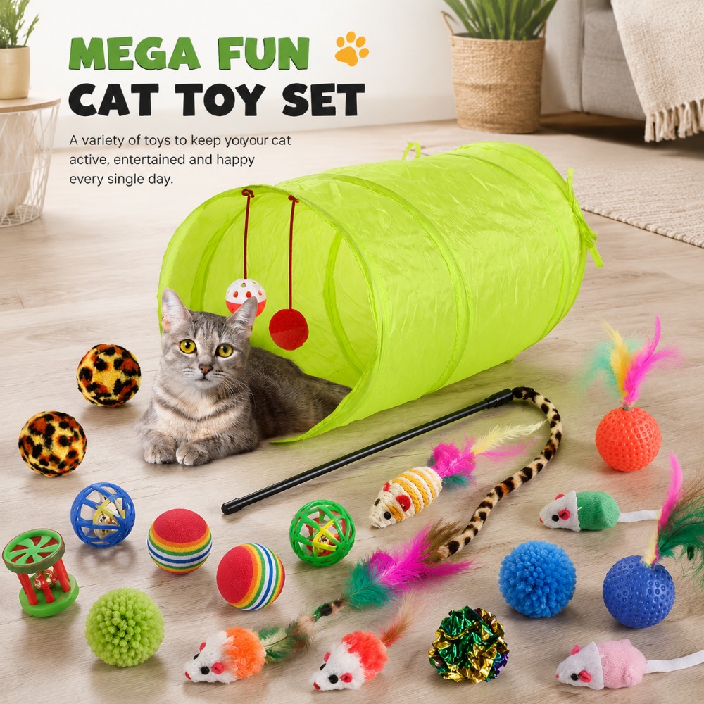 Catnip Toys - All-in-one Cat Toy Pack Interactive Feather