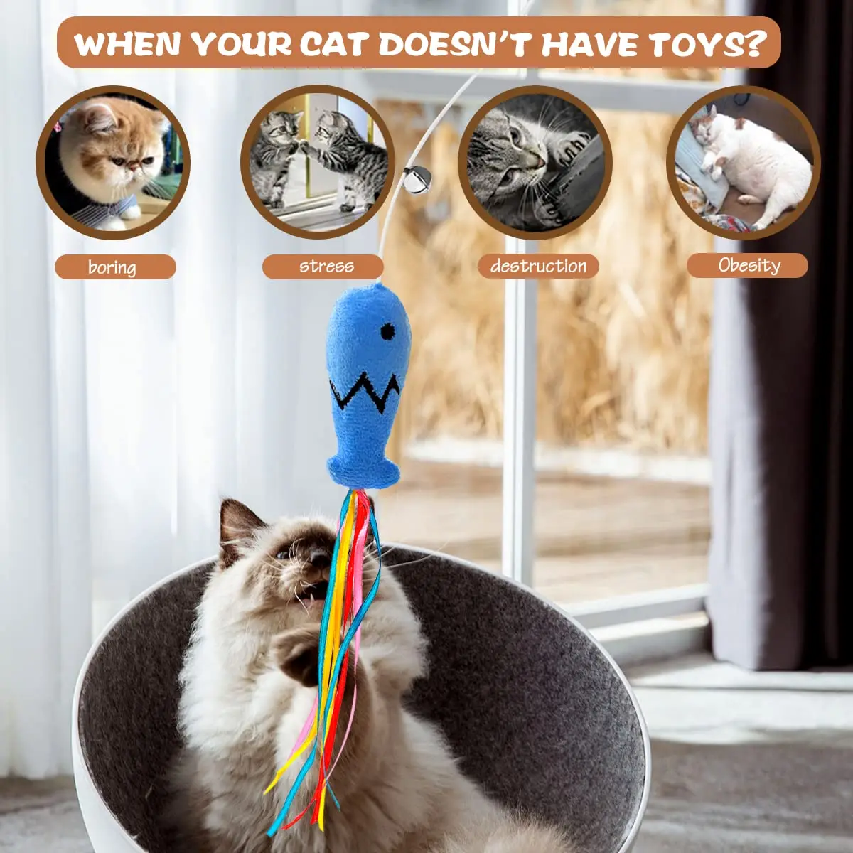 Fashion Cat Wand Toy, Natural  - Catnip Toys recension och pris
