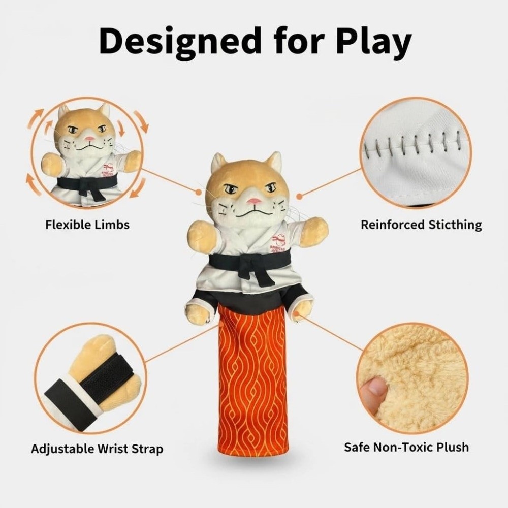 Cartoon Cat Karate Kitty Puppe - Catnip Toys recension och pris